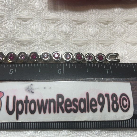 Rustic cuff tennis bracelet ANGELINE silver pink - Picture 6 of 6